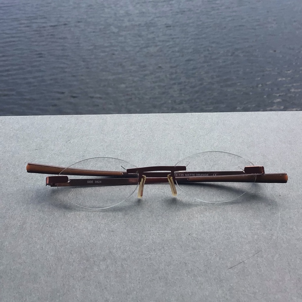 See Rimless Eyeglasses 3824 Matte Orange Titanium